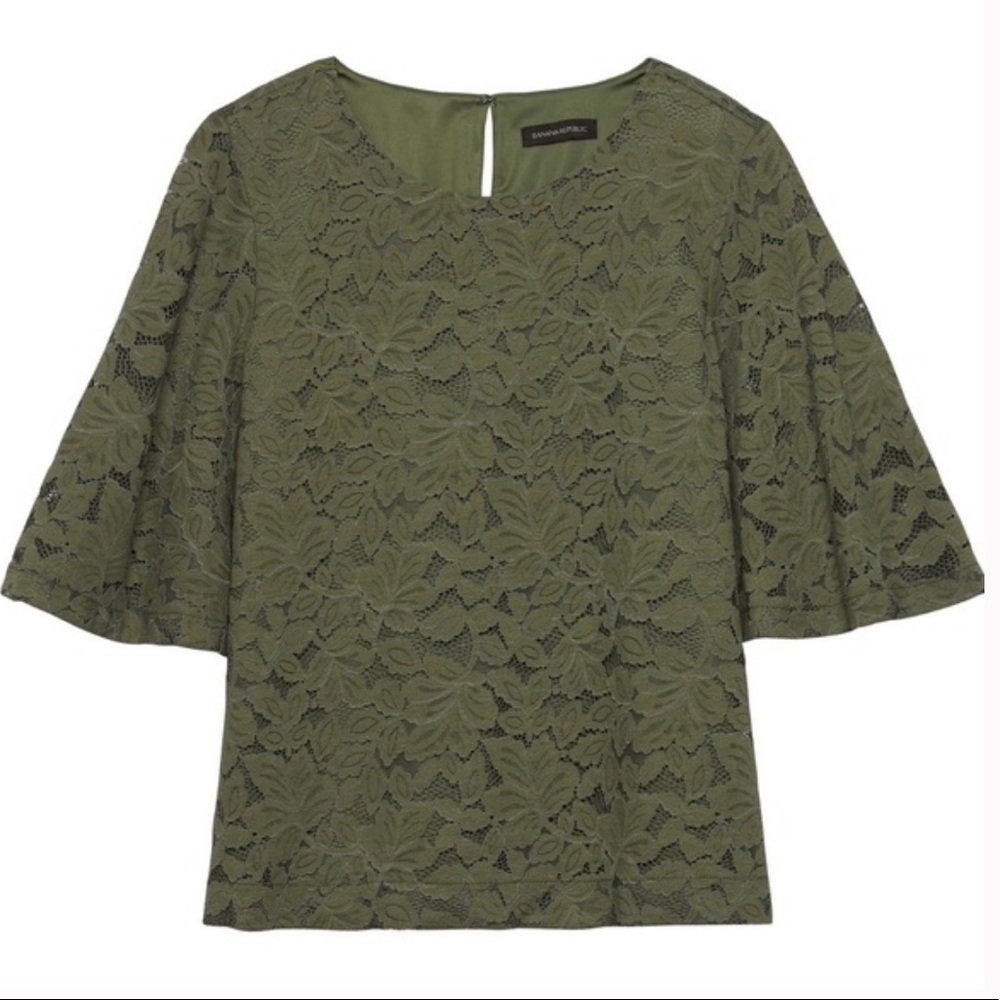 Banana Republic Olive lace flair Top